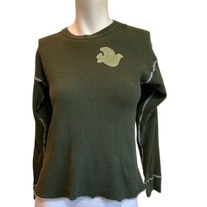 freecity Olive Green Thermal Long Sleeve Shirt sz L EUC